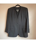 Liz Claiborne Vtg Women 100 %  Wool Blazer Jacket Shoulder Pads Gray One... - $761.39 MXN