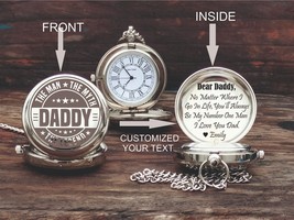 Engraved Brass Pocket Watch - Personalized Gift For Daddy - Father&#39;s Day... - £18.17 GBP+
