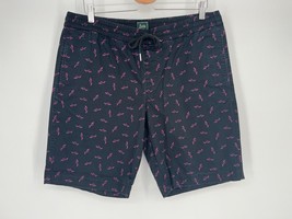 Bixby Nomad Men&#39;s Shorts Sz 36 Black Pink Shark Print 9.5&quot; Inseam Stitch Fix - £19.55 GBP
