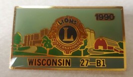 Wisconsin Lions Club District 27-B1 State Seal Enamel Pin 1990 Pinchback - $14.65