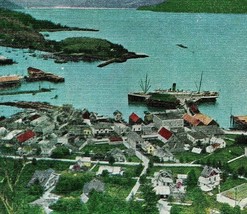 Wrangell Alaska AL Harbor View w Ships Docks Unused UNP Vtg Linen Postca... - $2.92