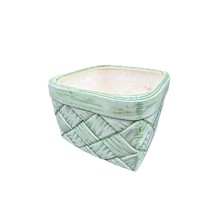 Vintage Ceramic Novel Green Pint Berry Basket 5x5x3.25 planter - £11.67 GBP