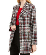 Calvin Klein Womens Tweed Plaid Topper Jacket,Size 10,Red Multi - £124.36 GBP