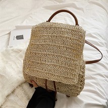 Fashion Beach Backpa for Women  Handmade Straw Back Bag 2023 Summer Trend Travel - £63.79 GBP