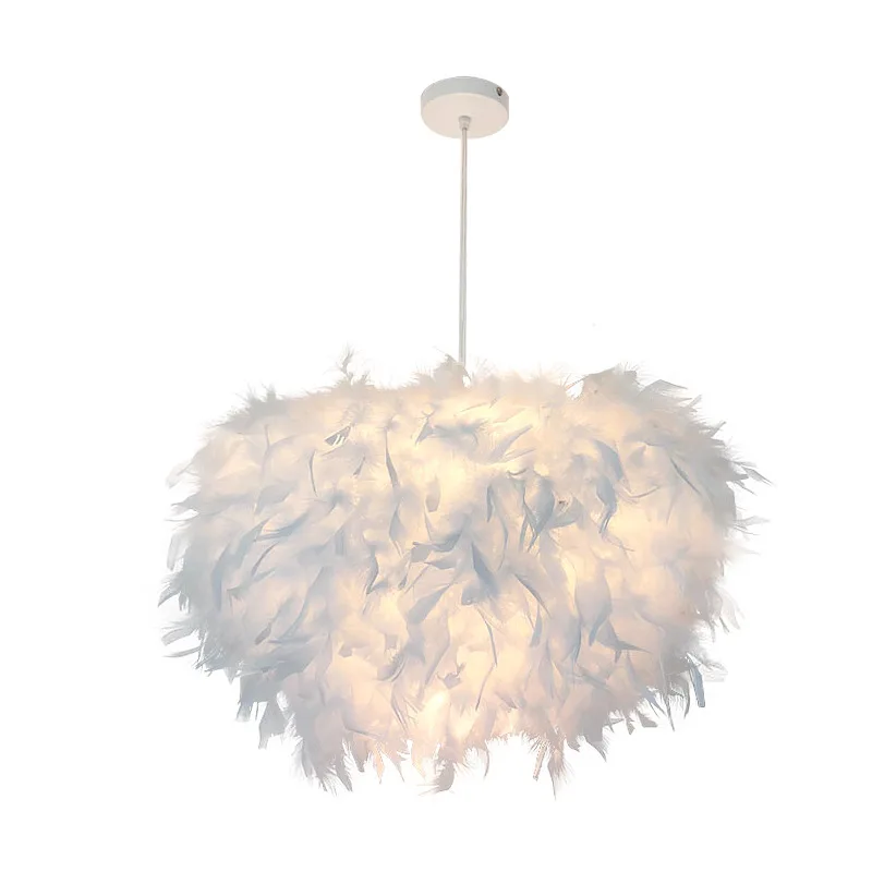 Mordern Feather Pendant Lamp E27 Lamp Holder Fairy Hanging Lamp Goose Feather ro - £189.59 GBP