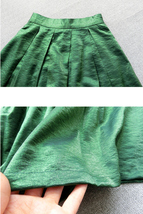 Emerlad Green Midi Party Skirt Women Plus Size Glitter A-line Pleated Skirt image 4