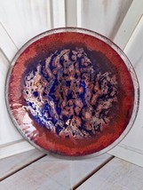 Jones Glassworks Fused Art Glass Swirled Bowl/Dish Copper/Blue Metallic ... - $24.74