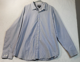 Claiborne Dress Shirt Mens Size 2XL Blue White Striped Cotton Collar Button Down - £17.34 GBP