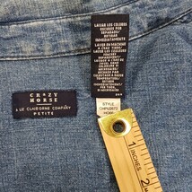 Crazy Horse CHPU2672 Women's M Petite Blue Denim Long Sleeve Button Up Jacket image 3