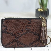 Katie Snake Print Tassel Keyring Pouch Brown Black - £11.68 GBP