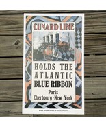 Vintage Cunard Line Mauretania Poster 26&quot; x 16&quot; Atlantic Blue Ribbon Par... - $11.40