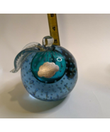 Vtg Alfredo Barbini Hand Blown Art Glass Bubble Murano Italy Blue Apple ... - £222.36 GBP