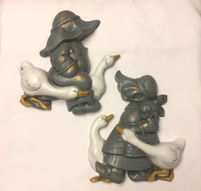 Vintage Burwood Homco wall plaques Goose Promenade boy and girl set of 2 - $6.00