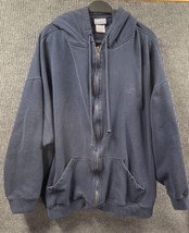 REEBOK Hoodie Jacket Mens 4XL Blue Full Front Zip Kangaroo Pouch Sweatsh... - $27.63