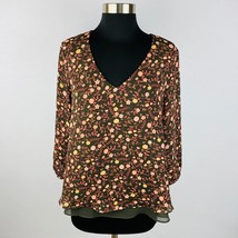 LC Lauren Conrad Womens Medium M Polyester Brown Floral Print Tiered Top - £15.95 GBP