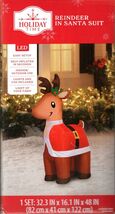HOLIDAY TIME 886056 AIRBLOWN INFLATABLE REINDEER IN SANTA SUIT LED 4' - NEW - $17.98