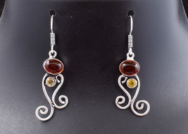 925 Sterling Silver Oval Garnet Gemstone Gold/ Rose Plated Handcrafted Earrings - £19.10 GBP+