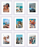 8X10 Picture Frames Set of 9, Shatter Resistant Plexiglass, Display 5X7 ... - €33,25 EUR
