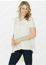 Lisa Rinna Collection V-Neck Top with Chiffon Back Detail, Ivory, Small A303168 - £8.99 GBP