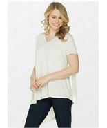Lisa Rinna Collection V-Neck Top with Chiffon Back Detail, Ivory, Small ... - $213.82 MXN