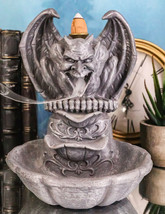 Gothic Chimera Gargoyle On Fountain Pedestal Backflow Incense Cone Burner Decor - £21.57 GBP