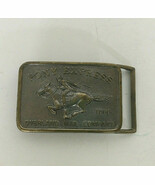 Vintage metal belt buckle pony express overland mail company horse and r... - $27.16 CAD