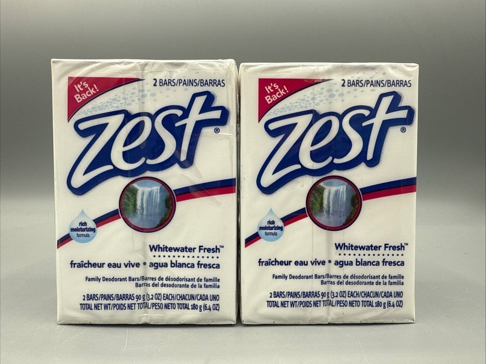 2 Pks of 2=4 Bar Zest Whitewater Fresh Family Deodorant Bars Soaps New 3... - $49.40