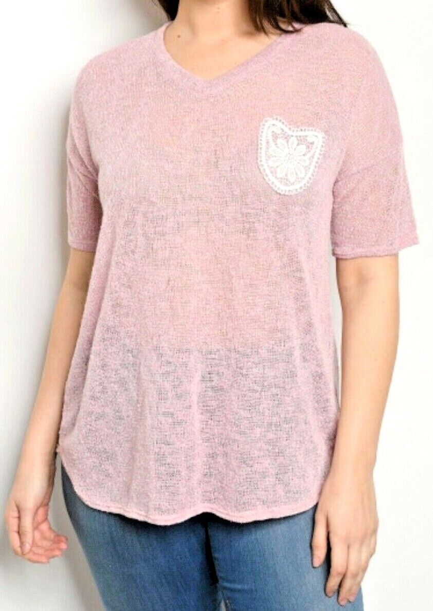 Tunic Top Plus Size 44&quot; - 51&quot; Choice Lightweight Sweater Knit Lace pocke... - $12.99