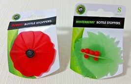 Charles Viancin Flexible Silicone Poppy and Winterberry Bottle Stoppers Set of 2 - £12.17 GBP