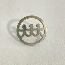 Vintage United Way E.A. Adams Lapel Pin 3 People Holding Hands Silver Tone - £6.28 GBP