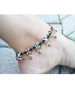 Beaded Flower  Anklet Bracelet  handmade jewelry  Kids Girls  - £10.96 GBP