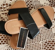 Charles Albert ~ Slip On ~ Open Toe ~ Dual Strap Sandals ~ BLACK ~ Large... - $20.00