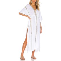 Sexy White Swimsuit Cover Up Swimwear For Women Half Sleeve Side Split B... - $49.99