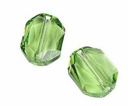 12mm Crystal Swarovski Graphic Beads Peridot 5520, 4 sage green rectangle nugget - $5.00