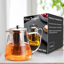 44 Oz/1300ML Glass Teapot Stovetop Borosilicate Clear Tea Kettle 18/8 - $290.95 MXN