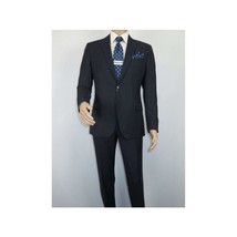 Men Suit BERLUSCONI Turkey 100% Italian Wool Super 180's #Ber29 Navy Blue Stripe image 2