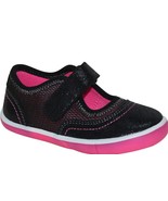 Wonder Nation Toddler Girls Athletic Mary Jane Shoes Black &amp; Pink Size 1... - £11.19 GBP