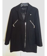 KENNETH COLE LADIES BLACK WOOL ZIP COAT-6-GENTLY WORN-LOTS OF OUTER ZIPP... - $28.07 CAD