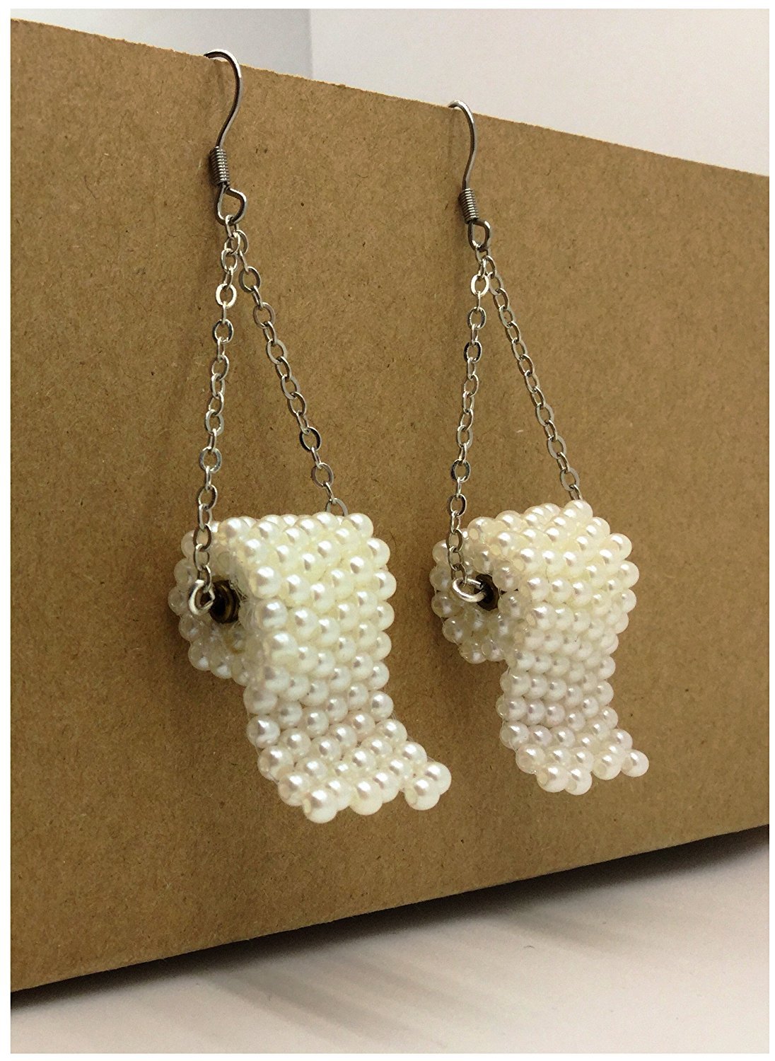 Handmade Funny Roll Toilet Paper Earring Bathroom Tissue Paper Earrings Gag Gift - $20.00