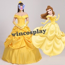 Princess Belle cosplay costume belle yellow costume Women Halloween Dress - $106.50