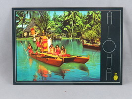 Vintage Postcard - Hawaiian Boat Polynesian Cultural Center - Pineapple Prints - £11.99 GBP