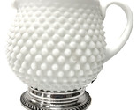Fenton Pitcher Hobnail milk glass with sterling silver base 255543 - $39.00