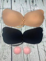 Backless Strapless Bra Self Adhesive Sticky Silicone Invisible Push up 2pk - £18.71 GBP