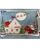 New Beaded Holiday Christmas Throw Pillow Farmhouse Barn Santa Winter  1... - $45.53