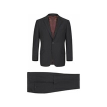 Men RENOIR suit Solid Two Button Business, Formal Slim Fit 2110-1 Black Stretchy image 3