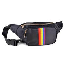 Rainbow Nylon Fanny Pack Belt Bag Sling Bag Black - $24.75