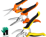 Garden Pruning Shears Stainless Steel Blades Handheld Pruners Set 3 Pack... - $25.51