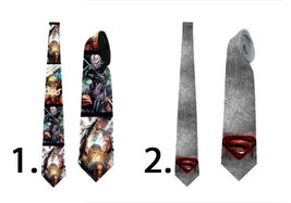 Man necktie with He-man She-ra Superman logo original print with comic strip  - £24.37 GBP