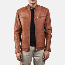 Ionic Men Brown Leather Jacket  - £109.82 GBP+