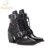 genuine leather summer boots lace up shoes female with buckle wedges heels point - £112.99 GBP